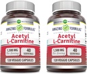 놀라운 수식 Acetyl L 카르니틴 1500 Mg 서빙 Veggie 캡슐 보충 | Non-GMO | 글루텐 프리 | 미국에서 제작 | 채식에 적합 (120 개) | 2 팩