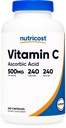 Nutricost 비타민 C 500mg, 240 캡슐, 채식주의, 글루텐 무료 & 비 GMO
