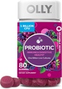 OLLY Probiotic 거미, 면역 및 소화 지원, 1 억 CFUs, Chewable Probiotic 보충교재, 베리, 40 일 공급 - 80 조사
