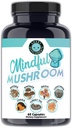 Angry 보충 Mindful 버섯 캡슐 - Maitake, Shiitake, Reishi, Turkey Tail, Cordyceps, Lions Mane 및 Chaga Mushrooms (60ct)의 7in1 프리미엄 건강 샴푸 혼합