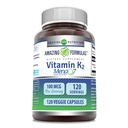 놀라운 수식 비타민 K2 Menaq7 MK7 보충 | 100 Mcg | Veggie 캡슐 | Non-GMO | 글루텐 프리 | 미국 (1 팩, 120 개)