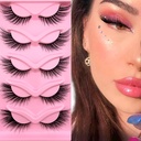 Fox Eye Lashes Wispy 속눈썹 19mm 긴 고양이 눈 천사 날개 속눈섭 가짜 밍크 속눈썹 자연적인 보기 5 쌍 팩 (XF06)
