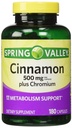 스프링 밸리 - Cinnamon 500mg 플러스 크롬, 트윈 팩, 180 캡슐의 2 병