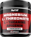 마그네슘 L-Threonate, L-Theanine, Apigenin 보충교재 - 60의 캡슐 - 농도, 안락한 마음 & 뇌 건강을 위한 인상적인 이익 - 10% 성분 마그네슘