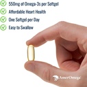 AmerOmega Triglyceride Omega-3 물고기 기름 심장 건강 지원 - 야생 잡은 알래스카 벽걸이 Pollock - 미국 - 소스, 미국 - 말 - 비 GMO, 글루텐 - 무료 & 낙농 - 무료 60 Softgels