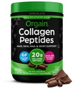 Orgain Hydrolyzed Collagen Peptides Powder for Women & Men, Chocolate, 20g Grass Fed Collagen - Hair, Skin, Nail, & Joint Support Supplement, Paleo & Keto, Non-GMO, Type I 및 III, 1lb