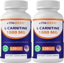 Vitamatic L 카르니틴 Fumarate 1000 mg - 120 식물성 캡슐 (2 병)