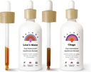 Rainbo 버섯 번들, 사자 Mane 버섯 추출물 + Chaga Mushroom Tincture, 종합 면역 지원을위한 이중 추출물 일일 버섯 통, Vegan 액체 버섯 보충제