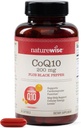 NatureWise CoQ10 200mg + Black Pepper Softgels - 높은 흡수 Coenzyme Q10 + Black Pepper - 심장 건강 + 세포 에너지에 대한 산화 방지제 - Vegan, Non-GMO, 글루텐 - 무료 90 카운트 [90 일 공급]
