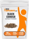 BulkSupplements.com Black Cohosh Extract Powder - Black Cohosh Root, Herbal Supplement - Vegan & Gluten 무료, 서빙 당 80mg, 250g (8.8 oz) (팩 1)