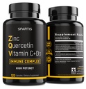 비타민 C 비타민 D3 Bromelain Immune 지원을 가진 아연 Quercetin 500mg 높은 힘 Quercetin 아연 보충교재 ZQV SPARTIS에 의하여 (120 모자에 1개의 병의 포장)