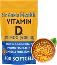 D3 10 mcg (400 IU) 400 Softgels | 비타민 D3 보충교재 | 비타민 D3 Softgels | 칼슘 흡수를 위한 근본 | 뼈, 이, 근육 및 면역력을 위한 규정식 보충교재