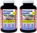 Yerba Prima Psyllium Husks Veg Caps - 180 Count (2 Pack) (625mg) - Vegan, Non-GMO, Gluten Free, Colon Cleanser, Gut 건강 및 정기적을위한 일일 섬유 보충