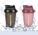 2 팩 셰이커 병은 17oz, 혼합 공 위스키, 휴대용 전 운동 단백질 음료 컵, 혼합 칵테일 스무디 쉐이크, BPA 무료 & Dishwasher 안전한 검정/분홍색을 붙듭니다