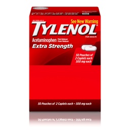 Tylenol 여분 힘 Acetaminophen 캡슐, 500 mg의 고통 구호 & 두 배 흡진기 두통, 두통, 두통, 생리적인 주름 & 고통, 여행 친절한 포장, 2-Caplet 주머니, 50 조사