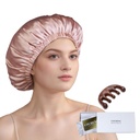 100 % 뽕나무 실크 보닛 자 여자 긴 머리 -더블 레이어 수면 모자 -Silk Sleep Bonnet with Elastic Stay On Head (핑크, 대형)