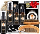 XIKEZAN Beard Kit for Men Grooming & Care w/Beard 컨디셔너, 세척, 기름, 발, 솔, 빗, 생일 아버지 발렌타인 선물을 위한 남자 아빠 아빠 남편 Boyfriend Christmas Gifts Men Stocking Stuffers