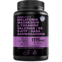 12-in-1 Melatonin 수면 캡슐 - Melatonin 5mg 및 마그네슘 글리세린 500mg, Ashwagandha, L Theanine, Valerian 뿌리, GABA, 5-HTP (90ct, 팩 1)와 성인을위한 자연 수면 보조