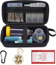 MGZNMTY 여행은 성인과 아이들을 위한 Asthma Inhaler 간격 장치와 호환이 되는 케이스, Asthma Alert 꼬리표와 의료용 카드, Carabiner를 가진 Inhaler 홀더 (검정)