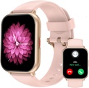 RUIMEN 남자 여자를 위한 똑똑한 시계 (Answer/Make 외침, 포함되는 2 밴드), iOS/Android 전화를 위한 1.8" Smartwatch, 적당 추적자 심장 비율/Sleep 감시자 디지털 방식으로 시계 방수 분홍색