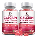 (2 팩) 비타민 D3를 가진 칼슘 구연산염 1200mg는 여자 & 남자, 비타민 D3 K2를 가진 칼슘 Gummies, 뼈 근육을 위한 높은 흡수 건강한 복숭아 풍미 60 일 공급을 보충합니다
