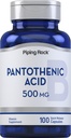 배관 바위 Pantothenic 산 500mg | 100 캡슐 | 칼슘 d-Pantothenate | 비 GMO, 글루텐 무료 보충