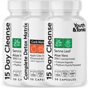 젊음 & Tonic Extra Colon Cleanser & Complete Detox Matrix | Laxatives Fiber ACV Chromium Glucomannan | 폐기물 손실, 플래타우, 블로딩