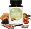 초본 보물 1개의 버섯 복잡한 보충교재에 대하여 4, Lion's Mane, Reishi, Chaga 및 Cordyceps 버섯 혼합, 유기 버섯 보충교재 추출물 90 모자를 가진 접합기