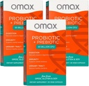 Omax3 Prebiotic & Probiotic 50 억 CFU + Chicory Inulin, 10 스트레인, Bloating, Digestion, SIBO, 누출 Gut, 질 PH, Acidophilus, Vegan, Dairy Free, Gluten Free, Blister Packaged (2 팩)