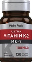 핑 락 비타민 K2 MK7 | 100 mcg | 120 소프트젤 | 비 GMO, 글루텐 프리 보충교재