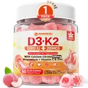 비타민 D3 K2 Gummies 5000IU / 500mg 칼슘 + K2 (MK-7) 200mcg, 마그네슘, 비타민 C & 아연, 여분 강도와 10,000 IU - 뼈, 근육, 치아, 채식, 60 개 (팩 1)에 대한 궁극적 인 흡수성