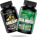 Sea Moss and shilajit Bundle - 90AD Count - Sea Moss, Black Seed Oil, Ashwagandha, Turmeric & Shilajit, Rhodiola Rosea, Burdock, Bladderwrack 21 in 1 보충제 (2 팩)