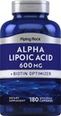 Piping Rock Alpha Lipoic Acid 600mg | 180 캡슐 | Plus Biotin Optimizer | ALA Supplement | 비 GMO, 글루텐 무료