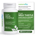 NatureCity TrueMilkThistle | 밀크 이틀 보충 525mg | 밀크 이틀 (80% silymarin) 포함 420 mg의 Silymarin | 산화 지원 | 간병 지원 | 60 Veggie 캡슐