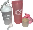 Shaker Bottle [2 pack] for Protein Shakes, 사전 운동 및 포스트 운동. 1개의 24 온스 1개의 14 온스. 분류된 색깔. (핑크/클래스)