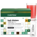 Cureveda Curveda는 식물 기반 Biotin 10000 Mcg 파우더 보충 Unisex, 혜택 건강 한 Scalp 및 머리 성장, 추가 설탕 없음, 자연 석류 Flavour 150 g (팩 1) 성장-1