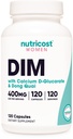 Nutricost Diindolylmethane DIM 보충 여자 400mg, 동 Quai와 120 캡슐, 칼슘 & 검정 Cohosh - Vegan, 비 GMO 및 글루텐 무료