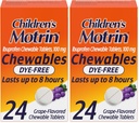 Motrin Children's Dye-Free Ibuprofen Chewable Tablets for Pain & Fever, 포도, 24 카운트 (팩 2)