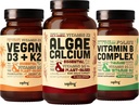 조류 칼슘 & Vegan D3 + K2 & 비타민 B 복합 뭉치 - 빨간 조류, 4000 IU 비타민 D3 및 100mcg 비타민 K2, 필수 B 비타민에서 칼슘 보충
