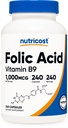 Nutricost Folic 산 (비타민 B9) 1000 mcg, 240의 캡슐