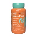 Brainiac Kids Daily BrainPack Gummies는 오메가 3 DHA EPA DPA, Choline, B6 & B12 및 Immune 지원, Citrus Berry 풍미, 90 ct를 가진 눈 건강을 위한 Lutein를 가진 뇌 건강을 지원합니다
