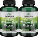 Swanson White Willow Bark Extract - 공동 지원 및 근육 완화 촉진 - 15 % Salicin - Stomach Irritation없이 자연 보충 - (120 캡슐, 500mg 각) (2 팩)