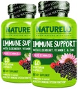 NATURELO Immune 지원 비타민 C, Elderberry, 아연, Echinacea 자연적인 면제 부스트 w/Antioxidant, 초본 & 무기물 방어 - 60 Vegan 캡슐 (포장 2)
