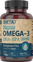 DEVA Vegan Omega-3 DHA-EPA 300MG - Carrageenan, 조류, 비 GMO, 90 Gelatin-Free Softgels에서 파생 된 비 가짜 오일