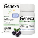 Genexa Allergy Care | 드래곤 프리, 비-Drowsy Allergy & Decongestant Remedy for Adults | Vegan & Non-GMO | Homeopathic Allergy Relief Made Clean | 유기 Acai Berry 맛 | 60개의 화학 정제