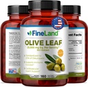 FineLand 올리브 리프 추출물 50x - 25,000mg Eq. 서빙 당 | 160 Vegan Cap, 20 % Oleuropein이있는 올리브 추출물 | 순환 및 면역 지원을위한 초본 산화 보충교재, 미국에서 만든