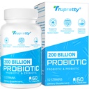 200 억 Cfus 12 Strains Probiotic, 3 유기 Prebiotics, 여성 남성을위한 Probiotics, Immune, Gut, Digestive 건강, 선반 안정, 비 GMO, 60 모자 (60 일 공급)에 대한 매일 보충