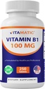 Vitamatic 비타민 B1 (티타인 Mononitrate) 100mg - 250 채식 정제는 에너지 생산, 신경계 기능 및 심장 건강*를 지원합니다