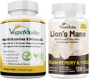 Vegan Vitality Lion's Mane x 일반 건강 콤보 번들 - 6 개월 사자의 Mane 및 Multivitamins