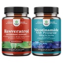 Cellular Health & Vitality 및 비타민 B3 Niacinamide Mitochondrial Energy & Potent Skin - Niacin Flush Free Nicotinamide 500mg의 유영 Trans Resveratrol 보충 교재의 번들
